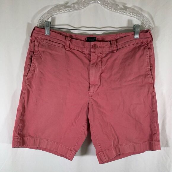 J. Crew Stanton Shorts Men's 34 Solid Red Chino 9" Inseam 100% Cotton - Picture 1 of 7